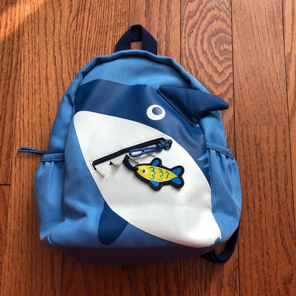 Shark Aplique Blue White Casual Camp School Small Kid's Backpack - Picture 7 of 7